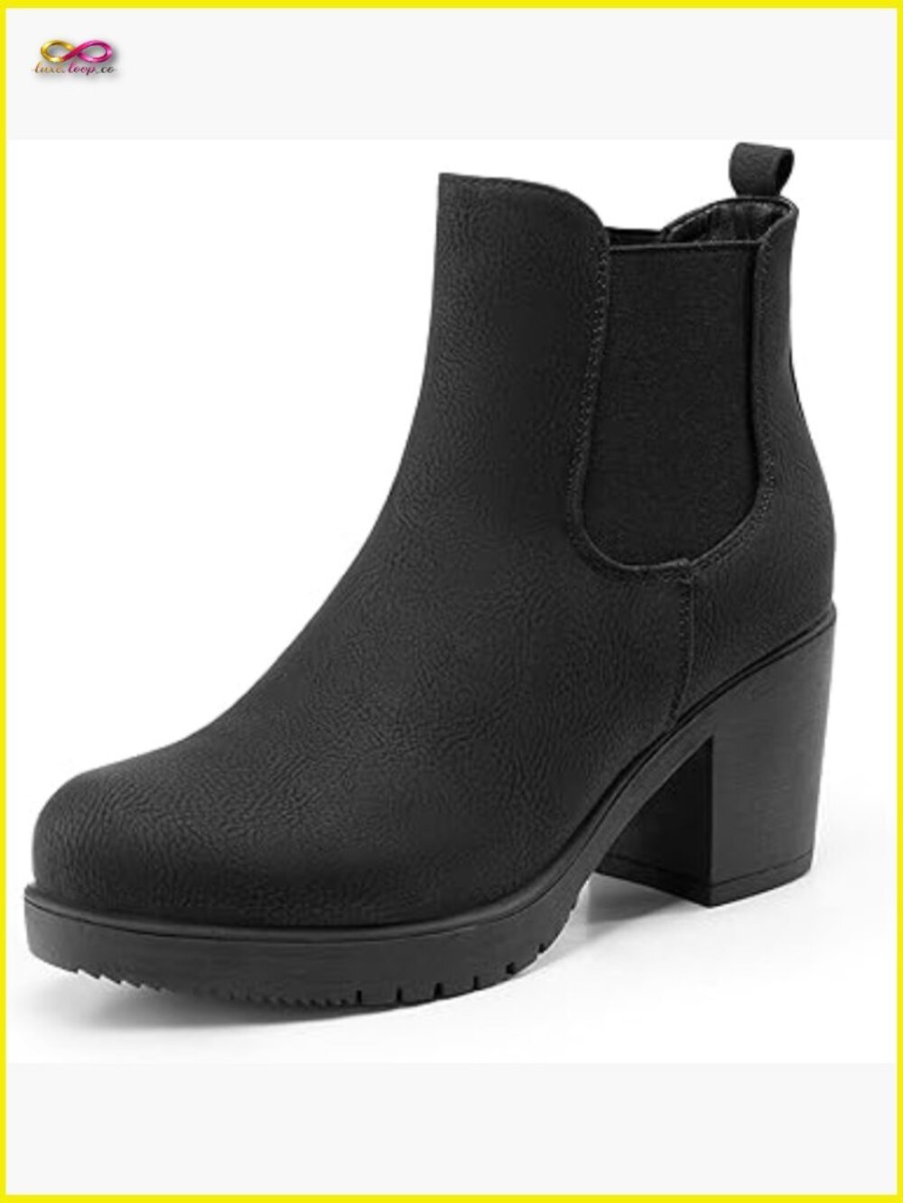 High Chunky Heel Chelsea Ankle Boots Slip On Elastic Fall Heeled Booties Shoes